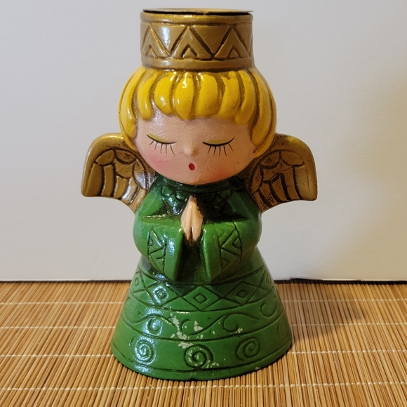 Vintage Wolin Japan Christmas Angel 🎄 Candlestick Holder Figurine 60s-70s - Picture 1 of 7